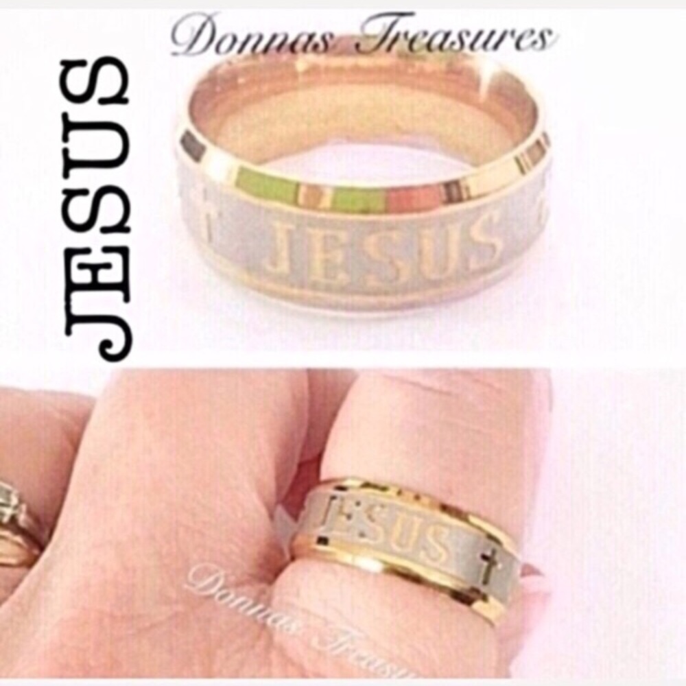 💐Gold Stainless Steel Jesus Band